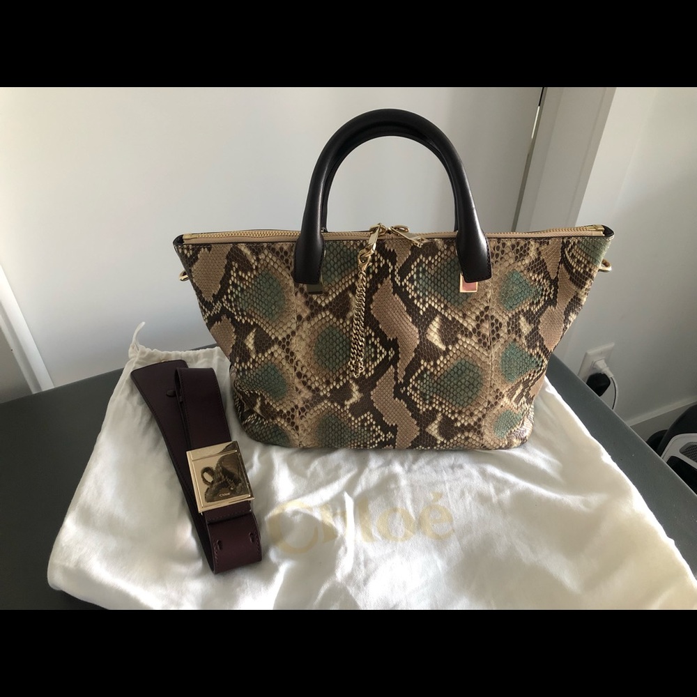 💟AUTH CHLOE BAYLEE GENUINE PYTHON LEATHER SATCHEL💟